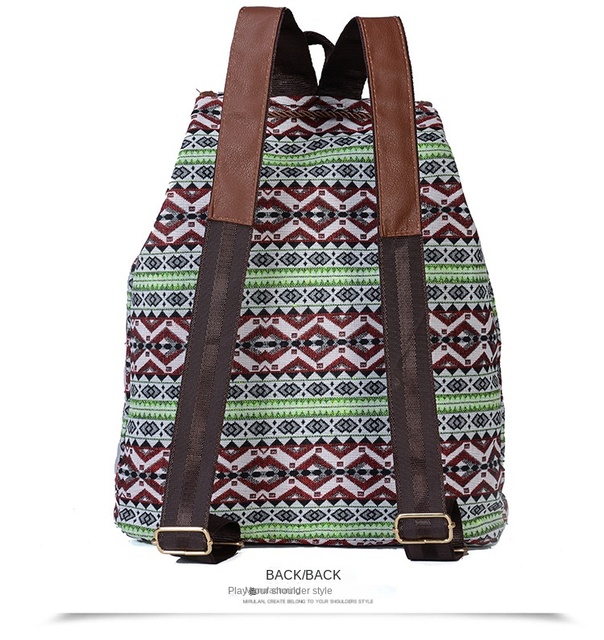 Plecak damska moda podróżna w stylu retro z wzorem na płótnie - plecak wielofunkcyjny ze sznurkiem - Wianko - 19