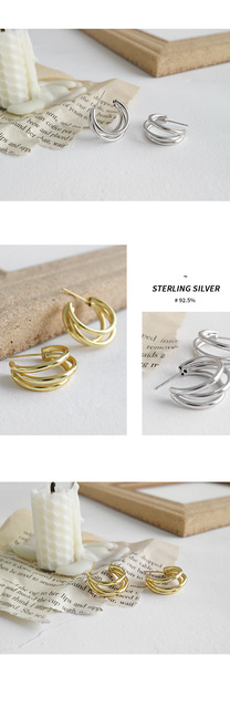 Oryginalne srebrne kolczyki SHANICE z geometrycznym wielowarstwowym wzorem w kształcie koła, złoty kolor, biżuteria damska srebrna S925 - Wianko - 5