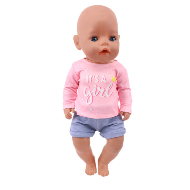 Reborn laleczka bobas z ubrankami dla noworodka - T-Shirt i spodnie dla 18 Cal i 43 Cm - akcesoria dla dziewczynek - Wianko - 5