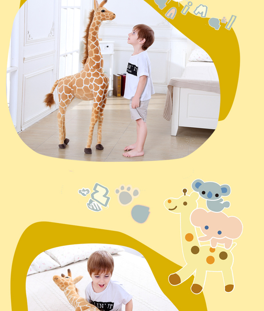 Miękka pluszowa lalka żyrafa, prawdziwe życie, 50-140cm, urocza zabawka na prezent urodzinowy dla dzieci - Wianko - 7