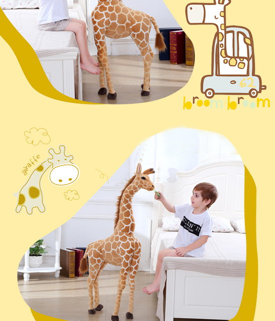 Miękka pluszowa lalka żyrafa, prawdziwe życie, 50-140cm, urocza zabawka na prezent urodzinowy dla dzieci - Wianko - 4