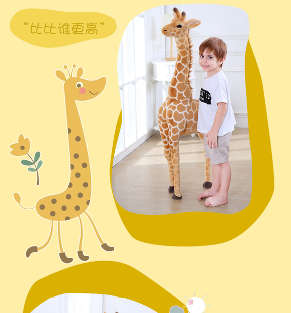 Miękka pluszowa lalka żyrafa, prawdziwe życie, 50-140cm, urocza zabawka na prezent urodzinowy dla dzieci - Wianko - 6