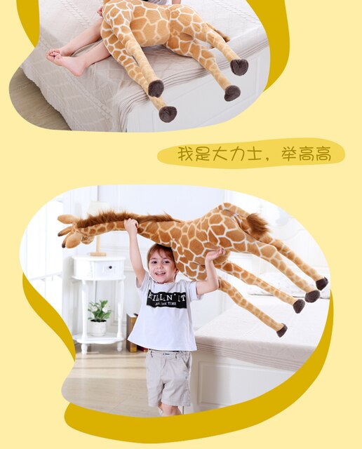 Miękka pluszowa lalka żyrafa, prawdziwe życie, 50-140cm, urocza zabawka na prezent urodzinowy dla dzieci - Wianko - 8