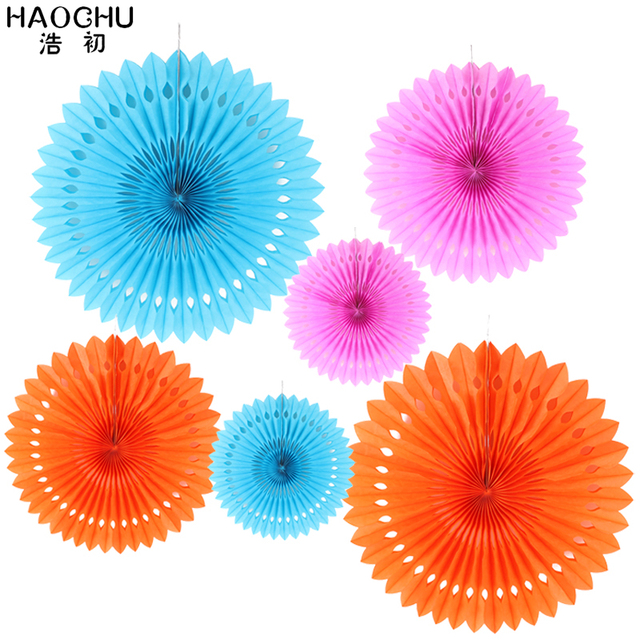 6 okrągłych papierowych wentylatorów do dekoracji imprezowych - zestaw w wielu kolorach - Wianko - 12