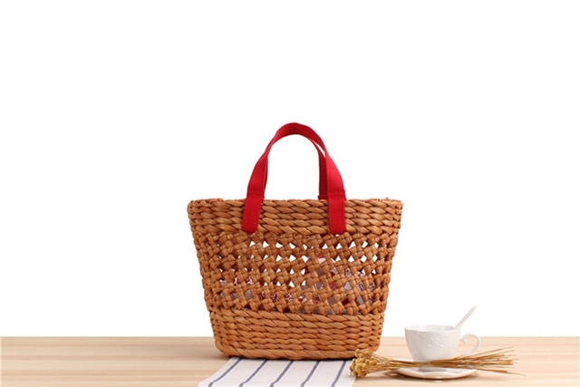 Ręcznie pleciona torebka na ramie naturalne łuski kukurydzy w stylu japońsko-koreańskim - Wianko - 5