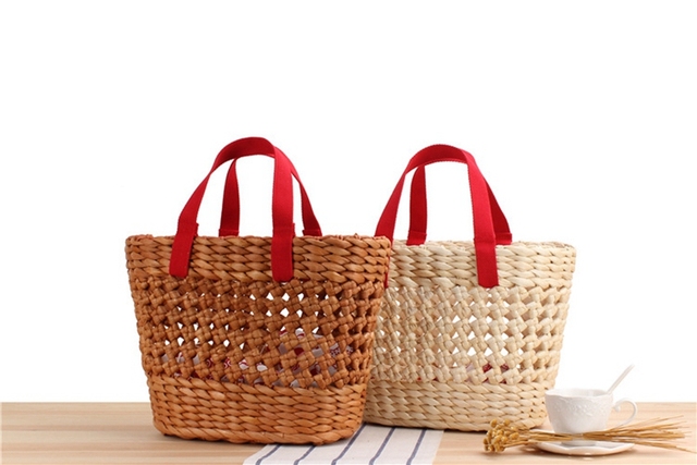 Ręcznie pleciona torebka na ramie naturalne łuski kukurydzy w stylu japońsko-koreańskim - Wianko - 3