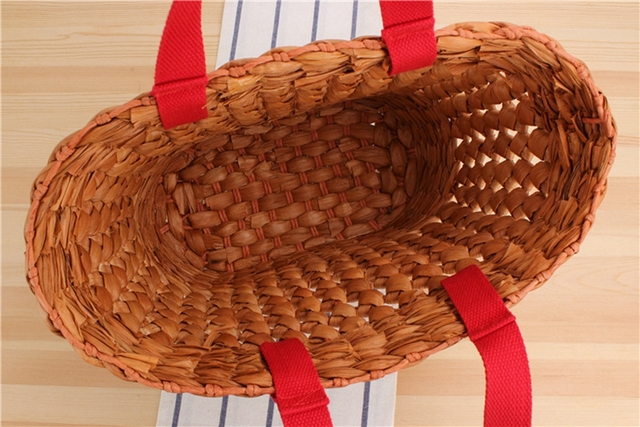 Ręcznie pleciona torebka na ramie naturalne łuski kukurydzy w stylu japońsko-koreańskim - Wianko - 14