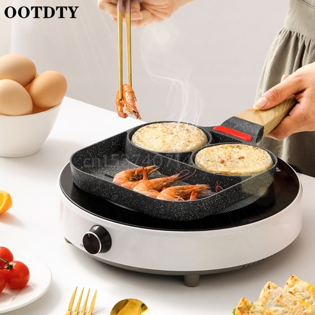Omlet patelnia 3 otwory nieprzywierająca do Burger Egg Ham omlet urządzenie do robienia śniadania - Wianko - 4