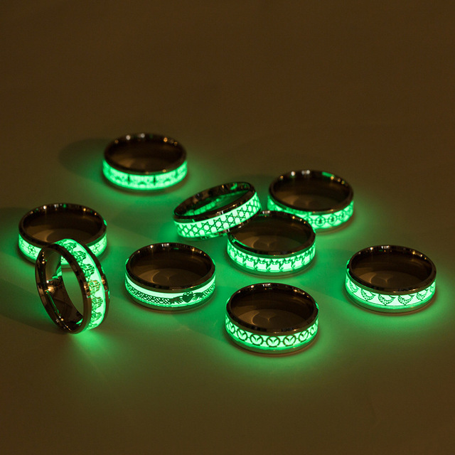 Pierścień mężczyźni fluorescencyjny ze stali nierdzewnej z wzorem smoka - ciemny smok, wkładka zielona - Wianko - 5