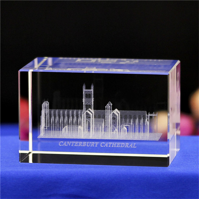 Sześcian z kryształem - grawerowanie laserowe i model budynku miniaturowe - szklany klocek pamiątkowy - Wianko - 25