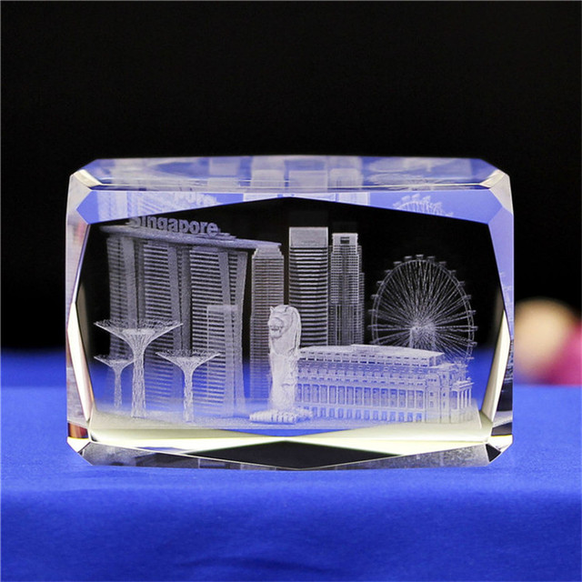Sześcian z kryształem - grawerowanie laserowe i model budynku miniaturowe - szklany klocek pamiątkowy - Wianko - 7