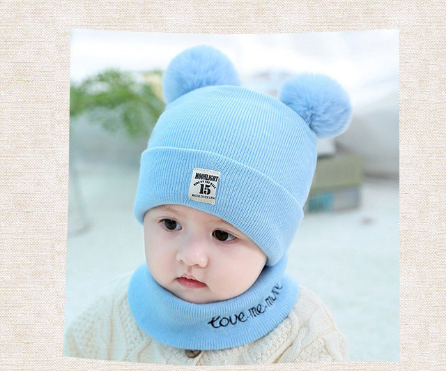 Zestaw 2 sztuk jednolitych dzianinowych czapek dla niemowląt wraz z pluszową piłką - dla dziewczynki i chłopca, idealny na chłodne zimowe dni - Wianko - 12