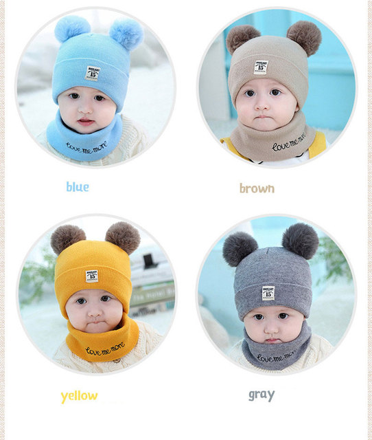 Zestaw 2 sztuk jednolitych dzianinowych czapek dla niemowląt wraz z pluszową piłką - dla dziewczynki i chłopca, idealny na chłodne zimowe dni - Wianko - 19