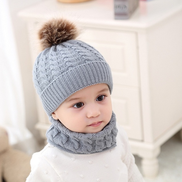 Zestaw 2 sztuk jednolitych dzianinowych czapek dla niemowląt wraz z pluszową piłką - dla dziewczynki i chłopca, idealny na chłodne zimowe dni - Wianko - 21