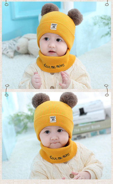 Zestaw 2 sztuk jednolitych dzianinowych czapek dla niemowląt wraz z pluszową piłką - dla dziewczynki i chłopca, idealny na chłodne zimowe dni - Wianko - 16