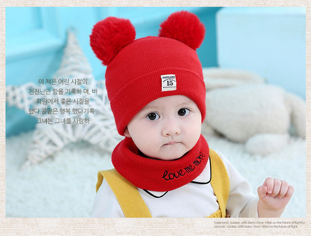 Zestaw 2 sztuk jednolitych dzianinowych czapek dla niemowląt wraz z pluszową piłką - dla dziewczynki i chłopca, idealny na chłodne zimowe dni - Wianko - 9