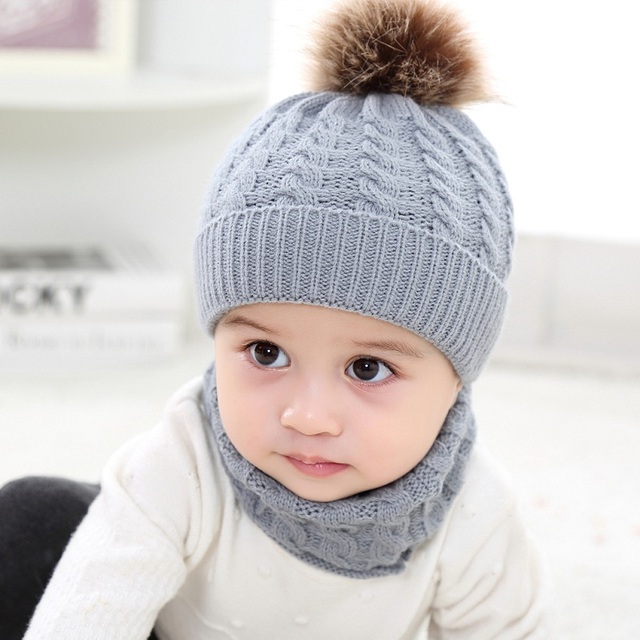 Zestaw 2 sztuk jednolitych dzianinowych czapek dla niemowląt wraz z pluszową piłką - dla dziewczynki i chłopca, idealny na chłodne zimowe dni - Wianko - 20