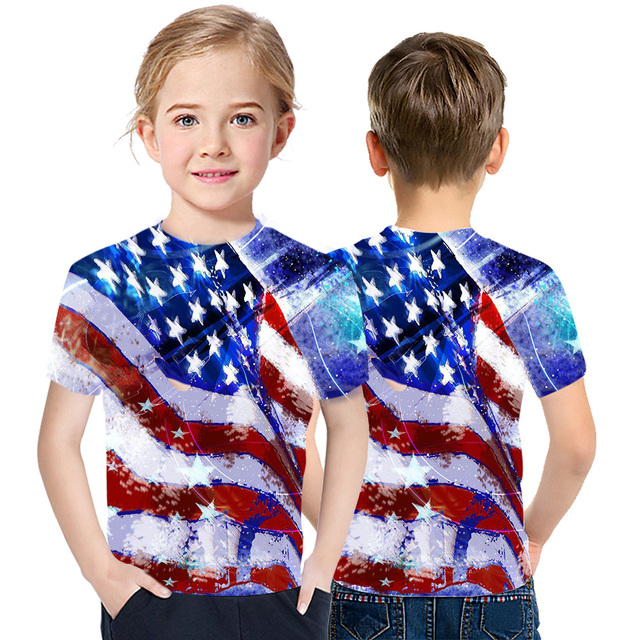 Letnia koszulka drukowana 3D dla chłopców i dziewcząt z krótkim rękawem - rodzaj niepodległości - Wianko - 14