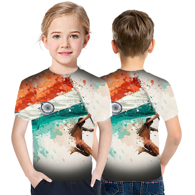 Letnia koszulka drukowana 3D dla chłopców i dziewcząt z krótkim rękawem - rodzaj niepodległości - Wianko - 2