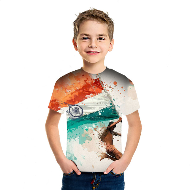 Letnia koszulka drukowana 3D dla chłopców i dziewcząt z krótkim rękawem - rodzaj niepodległości - Wianko - 3
