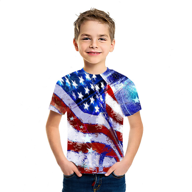 Letnia koszulka drukowana 3D dla chłopców i dziewcząt z krótkim rękawem - rodzaj niepodległości - Wianko - 15