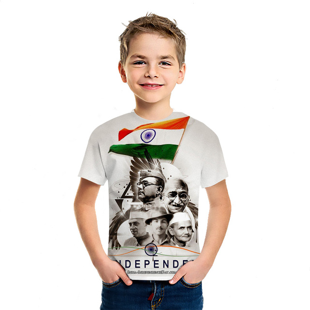 Letnia koszulka drukowana 3D dla chłopców i dziewcząt z krótkim rękawem - rodzaj niepodległości - Wianko - 13