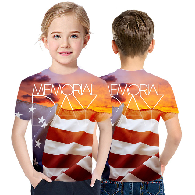 Letnia koszulka drukowana 3D dla chłopców i dziewcząt z krótkim rękawem - rodzaj niepodległości - Wianko - 6