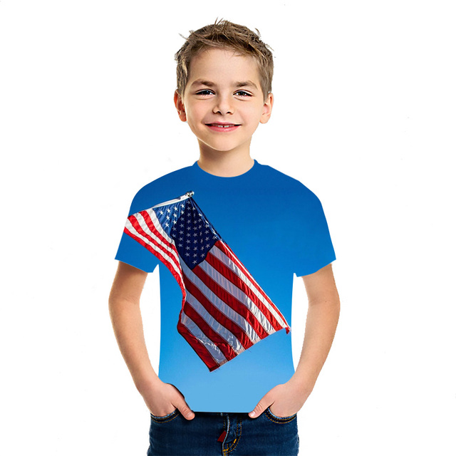 Letnia koszulka drukowana 3D dla chłopców i dziewcząt z krótkim rękawem - rodzaj niepodległości - Wianko - 17