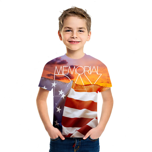 Letnia koszulka drukowana 3D dla chłopców i dziewcząt z krótkim rękawem - rodzaj niepodległości - Wianko - 7