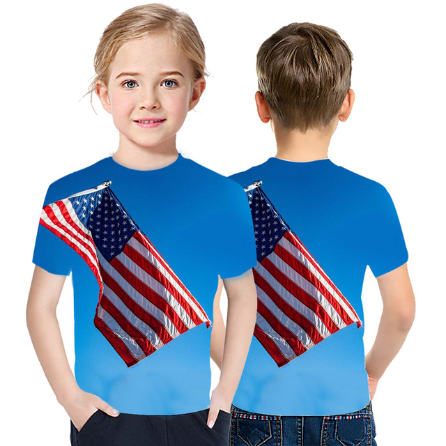 Letnia koszulka drukowana 3D dla chłopców i dziewcząt z krótkim rękawem - rodzaj niepodległości - Wianko - 16