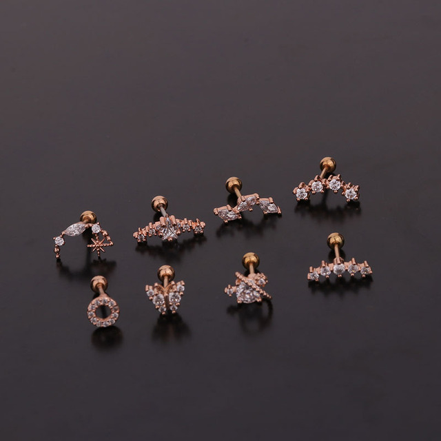 Kolczyk Helix Stud z nowym stylem kwiatowej chrząstki, 20G, biżuteria do ciała - Wianko - 3