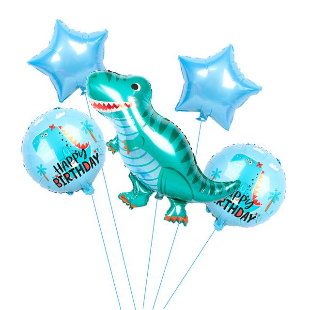Zestaw 6 dużych dinozaurów z balonów foliowych - niebieski, zielony, dekoracje na imprezę urodzinową dla dzieci z motywem zwierząt - Wianko - 4