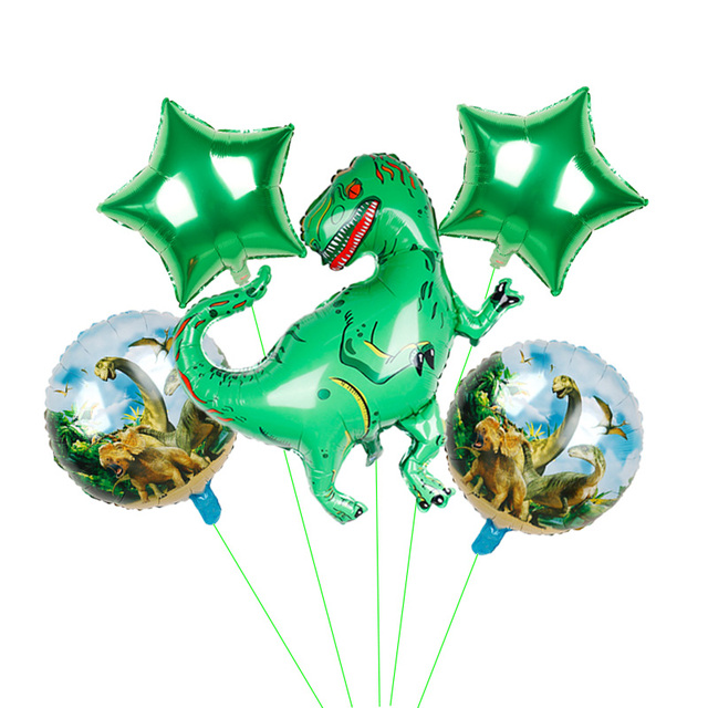 Zestaw 6 dużych dinozaurów z balonów foliowych - niebieski, zielony, dekoracje na imprezę urodzinową dla dzieci z motywem zwierząt - Wianko - 3