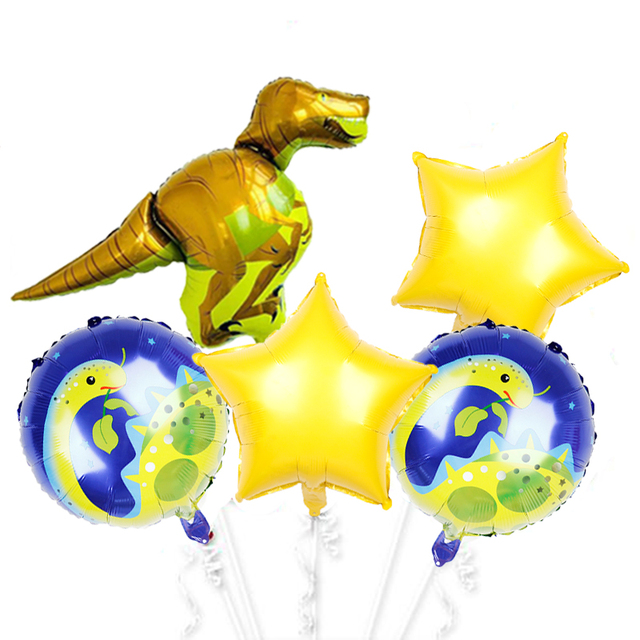 Zestaw 6 dużych dinozaurów z balonów foliowych - niebieski, zielony, dekoracje na imprezę urodzinową dla dzieci z motywem zwierząt - Wianko - 7