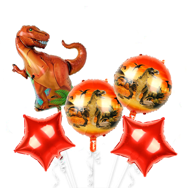 Zestaw 6 dużych dinozaurów z balonów foliowych - niebieski, zielony, dekoracje na imprezę urodzinową dla dzieci z motywem zwierząt - Wianko - 6