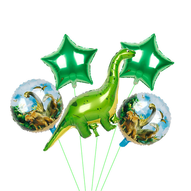 Zestaw 6 dużych dinozaurów z balonów foliowych - niebieski, zielony, dekoracje na imprezę urodzinową dla dzieci z motywem zwierząt - Wianko - 5