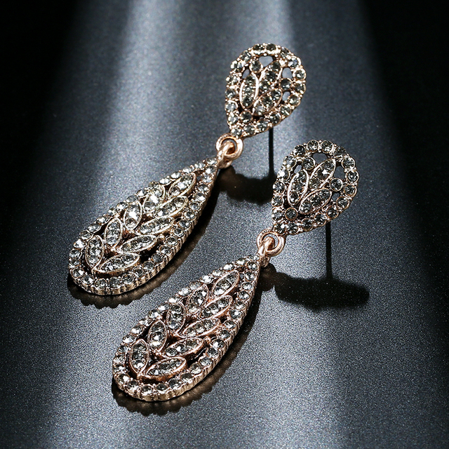 Kolczyki wiszące Kinel czeskiego stylu w kolorze antycznego złota, ozdobione dużymi geometrycznymi kryształami - Wianko - 26