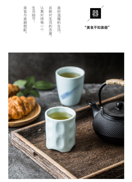 Japoński kubek ceramiczny śniadaniowy z wytłoczonym wzorem - Wianko - 7