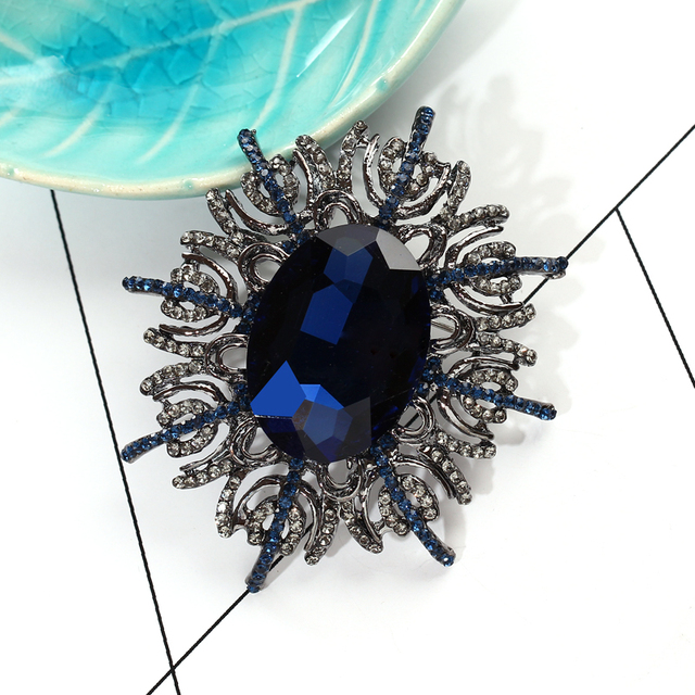Elegancka broszka ze szkła z kolorowymi kryształami Rhinestone, w kształcie owalu, idealna do ślubnej sukienki - Wianko - 7