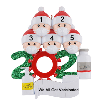 Spersonalizowana ozdoba świąteczna - Szczepiona rodzina 2021 (4 prezenty dla wnuków, współpracownicy, przyjaciele) - Wianko - 5