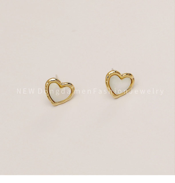 Srebrne minimalistyczne kolczyki do uszu z naturalną perłą w kształcie serca (S925, ECO Brass14k złote) - Hiacynt 2021 - Wianko - 8