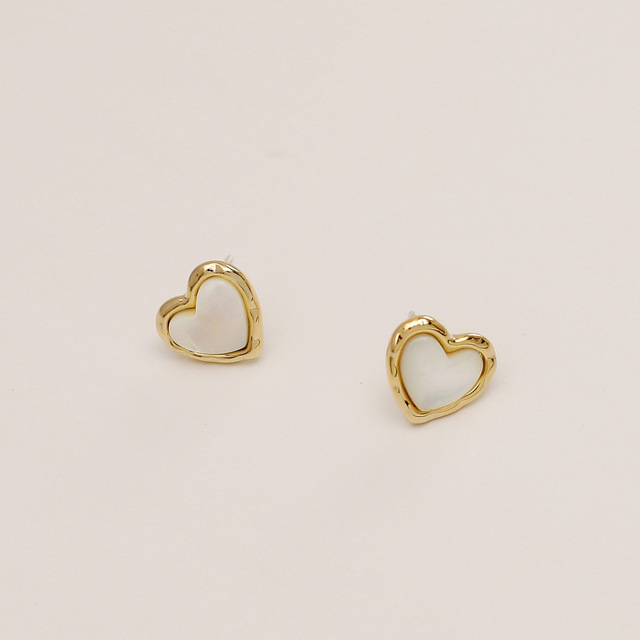 Srebrne minimalistyczne kolczyki do uszu z naturalną perłą w kształcie serca (S925, ECO Brass14k złote) - Hiacynt 2021 - Wianko - 5