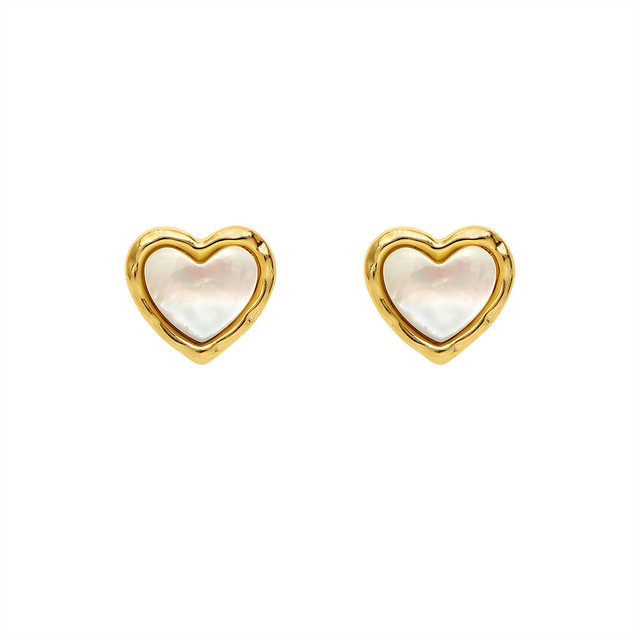 Srebrne minimalistyczne kolczyki do uszu z naturalną perłą w kształcie serca (S925, ECO Brass14k złote) - Hiacynt 2021 - Wianko - 7