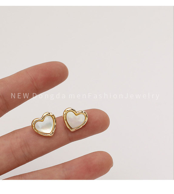 Srebrne minimalistyczne kolczyki do uszu z naturalną perłą w kształcie serca (S925, ECO Brass14k złote) - Hiacynt 2021 - Wianko - 16