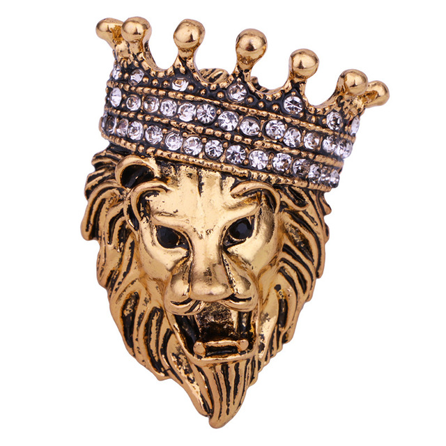 Kryształowa broszka z wizerunkiem lwa i koroną dla kobiet i mężczyzn - Wianko - 3