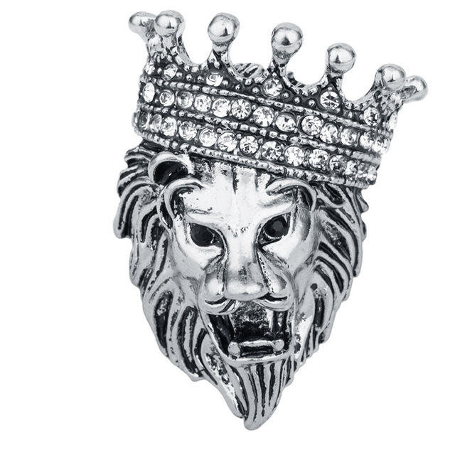 Kryształowa broszka z wizerunkiem lwa i koroną dla kobiet i mężczyzn - Wianko - 4