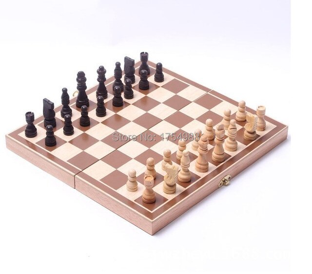 Drewniane składane szachy międzynarodowe 30 cm x 30 cm dla dzieci – wysoka jakość - Wianko - 4