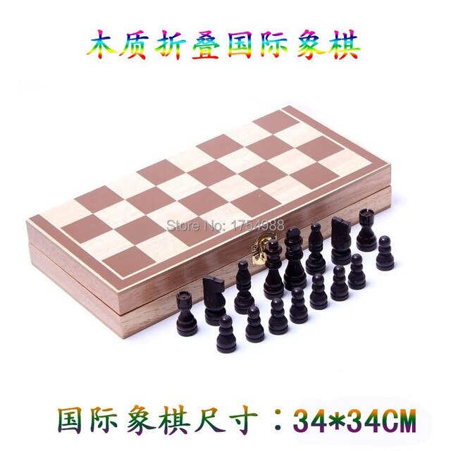 Drewniane składane szachy międzynarodowe 30 cm x 30 cm dla dzieci – wysoka jakość - Wianko - 6