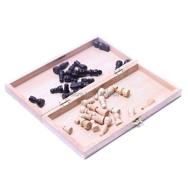 Drewniane składane szachy międzynarodowe 30 cm x 30 cm dla dzieci – wysoka jakość - Wianko - 5