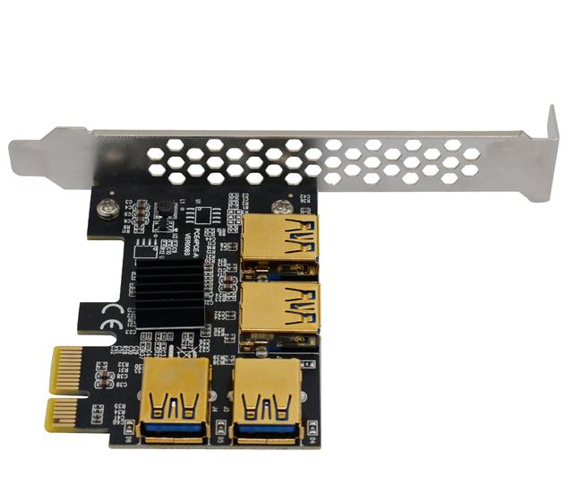 Karta rozszerzająca TISHRIC USB 3.0 - X16 PCI-E 1x do 4-portowy hub 16x PCI Express - złote złącze - BTC ETH górnik - 5 sztuk - Wianko - 9